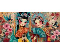 Pintar por Numeros Adultos, Flores de teatro Pintura por Numeros Kit, DIY Paint by Numbers, con 3 Pinceles y Pigmento Acrílico, para Decoración del Hogar, Regalos femeninos, Sin Marco - 100x50cm s-917