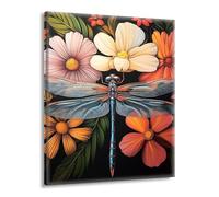Pintar por Numeros Adultos Flores frescas Libélula, Pintar por Numeros sin Marco, DIY Kit Pintura Creative para Manualidades Adultos con Pinceles y Pigmento, Cuadros Decoracion Hogar 50x70cm L-g-300