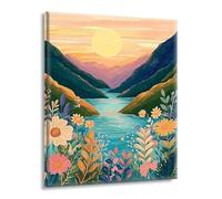 Pintar por Numeros Adultos Flores Río, Pintar por Numeros sin Marco, DIY Kit Pintura Creative para Manualidades Adultos con Pinceles y Pigmento, Cuadros Decoracion Hogar, Regalo Mujer 25x35cm L-g-180