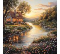 Pintar por Numeros Adultos, Flores Y Plantas Al Amanecer, DIY Painting by Numbers Principiantes Kits, Cuadros para Pintar por Numeros Pinturas Acrilicos con Pinceles, 40x40cm Sin Marco WJY7-333