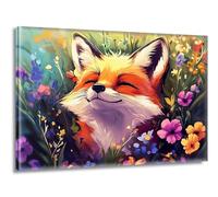 Pintar por Numeros Adultos Flores Zorro, Pintar por Numeros sin Marco, DIY Kit Pintura Creative para Manualidades Adultos con Pinceles y Pigmento, Cuadros Decoracion Hogar, Regalo 25x35cm L-g-218