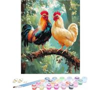 Pintar por Numeros Adultos Gallo Cuadros para Pintar por Numeros Animal Kit Manualidades Adultos Paint by Numbers Adult DIY Lienzos Pintura Kit Para Decoración Del Hogar Sin Marco 60x90cm 3-A87VU