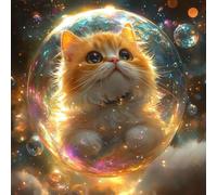 Pintar por Numeros Adultos, Gato Naranja, DIY Painting by Numbers Principiantes Kits, Cuadros para Pintar por Numeros Pinturas Acrilicos con Pinceles, Decoración Hogar 80x80cm Sin Marco WJY7-439