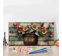 Pintar por Numeros Adultos Girasol Kit Manualidades Adultos Cesta De Flores Pintar por Numeros para Principiantes, DIY Cuadros Colorear por Numers Navidad Decoracion Hogar, Regalo Mujer 30x60cm G8-256