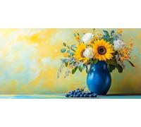 Pintar por Numeros Adultos Girasol Pintar por Numeros Arándano DIY Manualidades Adultos Lienzos Para Pintar Kit con 3 Pinceles Pigmento Acrílico, Room Home Decor 20X40CM, Regalos Originales para Mujer