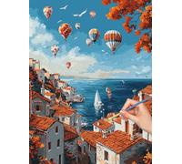 Pintar por Numeros Adultos Globo Aerostático, Manualidades Adultos Paisaje Paint by Numbers Kits, Cuadros para Pintar por Numeros Kit con Pinceles, Pinturas Acrilicos, Decoración Hogar, 50x70cm, -8376