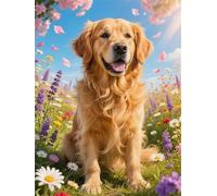 Pintar por Numeros Adultos Golden Retriever Macizo, Cuadros para Pintar con Numeros DIY, Kit de Pintura Acrílica Lienzo, Hobby Adultos Colorear, Cuadros Decoracion Salon Modernos 70x90cm YT6-436