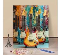 Pintar por Numeros Adultos Guitarra Cuadros para Pintar por Numeros MúSica Paint by Numbers Adult Kit Manualidades Adultos DIY Lienzos Pintura Para Decoración Del Hogar 50x80cm Sin Marco 4-023N9