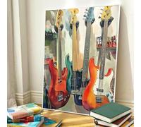 Pintar por Numeros Adultos Guitarra, Pintar por Numeros Cuadros Instrumentos Musicales Paint by Numbers, Kit de Pintura al Óleo de Lienzo DIY, para con 3 Pinceles para Hogar Decoración 50x70cm L8-23
