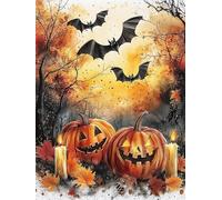 Pintar por Numeros Adultos Halloween Pintar con Numeros Niños, Painting by Numbers Murciélago, DIY Manualidades Adultos, Acuarelas Kit Pintura Acrilica con Pinceles, Decoracion Hogar 60x80cm YH-89