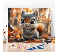 Pintar por Numeros Adultos Hoja De Arce Kit Manualidades Adultos Ardilla Pintar por Numeros para Principiantes, DIY Paint by Numbers Kit con Pinceles y Pigmento, Decoracion Hogar,Regalo 80x60CM W6-460