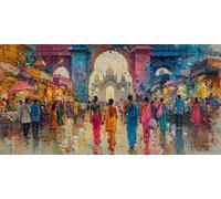 Pintar por Numeros Adultos india, DIY Ciudad Pintura por Numeros kit Manualidades Adultos, Kit de Pintura al óleo de Lienzo con 3 Pinceles, Room Home Decor 30X60CM, Regalos Originales para Mujer