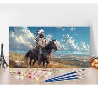 Pintar por Numeros Adultos Indios Pintar por Numeros Caballo Paint by Numbers Adult DIY Colorido Lienzo Pintura Arte Kit Manualidades Adultos Para Decoración Del Hogar Gifts Sin Marco 40x80cm 2-UP67