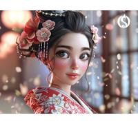 Pintar por Numeros Adultos, Japón Kit de Pintar por Números para Principiante al óleo de Lienzo DIY, Pintura Acrilica Manualidades Adultos, Chica Paint by Number Kits, Decorar Hogar 60x80 cm O-1986