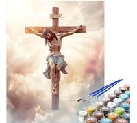 Pintar por Numeros Adultos Jesús Pintura por Números Religión Niños Principiantes Kit, DIY Paint by Numbers Pintura al óleo Lienzo con Pinceles, Decoracion Regalos para Mujer 40x50 cm Sin Marco E-764