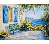 Pintar por Numeros Adultos, Kit de Pintura al óleo de Lienzo DIY Para Adulto Principiantes, Pintura por Numeros Adultos con Pinceles, Manualidades Adultos 50 x 60 cm arquitectura jardín 0F-384