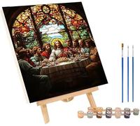 Pintar por Numeros Adultos La úLtima Cena, DIY Pintar por Numeros Hombre, Manualidades Adultos Kit con 3 Pinceles, Paint by Numbers Adult para Decoración Hogar, Regalo Mujer 90x120cm wsc-6239