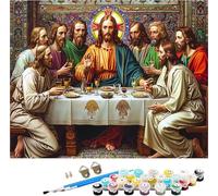 Pintar por Numeros Adultos La úLtima Cena Pintar por Numeros Alimento, DIY Manualidades Adultos, Paint by Numbers Adult Kit con Pinceles y Pigmento Acrílico, Decoración Hogar Regalo 50x65cm 7-7504