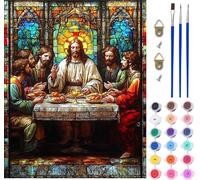 Pintar por Numeros Adultos La úLtima Cena, Pintar por Numeros Hombre, DIY Paint by Numbers Adult Kit con Pinceles, Paint by Numbers Para Cuadros Decoracion Salon Modernos Regalo 100x130cm J-8431