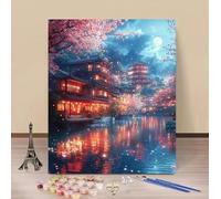 Pintar por Numeros Adultos Lago Cuadros para Pintar por Numeros Arquitectura China Paint by Numbers Adult Kit Manualidades Adultos DIY Lienzos Pintura Decoración Del Hogar 60x90cm Sin Marco 9-984O3