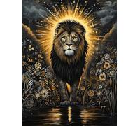 Pintar por Numeros Adultos, LeóN Amarillo, DIY Painting by Numbers Kits, Cuadros para Pintar Colorear por Numeros Pinturas Acrilicos con Pinceles, Decoración para Hogar Pared 80x110cm (Sin Marco) Q349