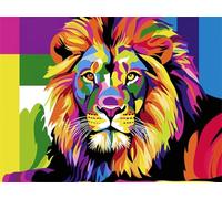 Pintar por Numeros Adultos León Colorida, Cuadros para Pintar con Numeros DIY, Kit de Pintura Acrílica Lienzo Hobby Colorear, Cuadros Decoracion Salon Modernos, Artesanía Regalo 40x50cm YT6-966