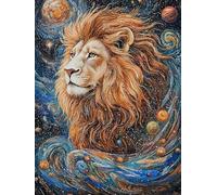 Pintar por Numeros Adultos León Pintar con Numeros Niños, Painting by Numbers Universo, DIY Manualidades Adultos, Acuarelas Kit Pintura Acrilica con Lienzo Pinceles, Decoracion Hogar 100x130cm YH-1