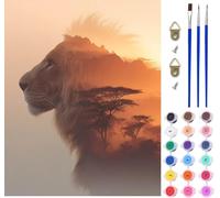 Pintar por Numeros Adultos LeóN, Pintar por Numeros áRbol, DIY Paint by Numbers Adult Kit con Pinceles y Pigmento, Paint by Numbers Para Cuadros Decoracion Salon Modernos, Regalo Mujer 50x65cm X-4341