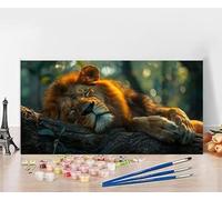 Pintar por Numeros Adultos LeóN Pintar por Numeros áRbol Paint by Numbers Adult DIY Colorido Lienzo Pintura Arte Kit Manualidades Adultos Con Accesorios Para Decoración Hogar Sin Marco 60x120cm 1-LP72