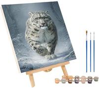 Pintar por Numeros Adultos Leopardo, Cuadros para Pintar por Numeros Escena De Nieve, DIY manualidades adultos Kit con 3 Pinceles, Paint by Numbers Adult para Decoración Hogar 20x30cm wsc-6735