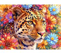 Pintar por Numeros Adultos leopardo lindo, DIY Painting by Numbers Kits, Pintura por Números Cuadros DIY, con Pinceles, Pinturas Acrílicas, Kit Completo para Painting, Decoración 30 x 40 cm 0F-13