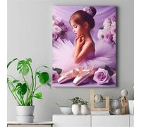 Pintar por Numeros Adultos,Linda niña de ballet sin Marco DIY Pintura por Números,Kit de Pintura al óleo de Lienzo Adultos con Pinceles y Pigmento Acrílico Paint by Numbers para Hogar Decor 30x40cm