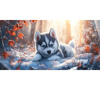 Pintar por Numeros Adultos, Lindo perro Pintura por Numeros Kit, DIY Paint by Numbers, con 3 Pinceles y Pigmento Acrílico, para Decoración del Hogar, Regalos femeninos, Sin Marco - 120x60cm s-468