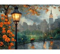 Pintar Por Numeros Adultos Lluvia Arquitectura Pintar Por Numbers Niños Principiantes, DIY Colorear por Numeros Adultos Manualidades, Navidad Decoración Casa Regalo (Sin Marco) 90x120cm RZ8-921