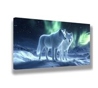 Pintar por Numeros Adultos Lobo, Auroras boreales Pintar por Numeros Niños, DIY Kit de Pintura al óleo de Lienzo con Pinceles,Pigmento Acrílico,Entretenimiento Adultos,Decoracion Hogar,30x60 cm,1566-W
