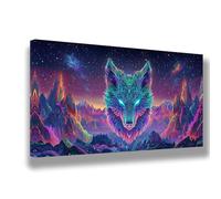 Pintar por Numeros Adultos Lobo,Paisaje Pintar por Numeros Niños,DIY Kit de Pintura al óleo de Lienzo con Pinceles,Pigmento Acrílico,Entretenimiento Adultos,Decoracion Hogar,50x100 cm(Sin Marco)1596-W
