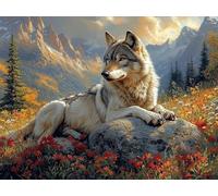 Pintar por Numeros Adultos Lobo Pintar por Numeros Niños 6 Años, DIY Manualidades Paint by Numbers Animales, Kit de Pintura con Pinceles y Pigmento Acrílico, Decoración del Hogar Regalo 20x30cm Y2-990