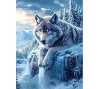 Pintar por Numeros Adultos Lobo Pintar por Numeros Niños 6 Años, DIY Manualidades Paint by Numbers Invierno, Kit de Pintura con Pinceles y Pigmento Acrílico, Decoración del Hogar Regalo 35x45cm Y2-402