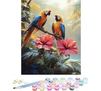 Pintar por Numeros Adultos Loro Cuadros para Pintar por Numeros Flor Kit Manualidades Adultos Paint by Numbers Adult Retro DIY Lienzos Pintura Kit Para Decoración Del Hogar Sin Marco 80x120cm R-N854G