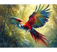 Pintar por Numeros Adultos Loro Pintar con Numeros Niños, Painting by Numbers Animales, DIY Manualidades Adultos, Acuarelas Kit Pintura Acrilica con Lienzo Pinceles, Decoracion Hogar 20x30cm Y2-757