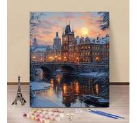 Pintar por Numeros Adultos Luna Cuadros para Pintar por Numeros RíO Paint by Numbers Adult DIY Manualidades Adultos Kit Lienzo Pintura Pinceles y Acrílicas Decoración Hogar Sin Marco 30x40cm 6-O79OB