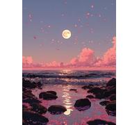 Pintar por Numeros Adultos Luna, DIY Pintar por Numeros Manualidades Adultos Vista Al Mar, Paint by Numbers kits con Pinceles y Pinturas Acrílicas, Deco Pared, Decoracion Primavera, 50x70cm 1-6110