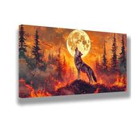 Pintar por Numeros Adultos Luna,Lobo Pintar por Numeros Niños,DIY Kit de Pintura al óleo de Lienzo con Pinceles,Pigmento Acrílico,Entretenimiento Adultos,Decoracion Hogar,100x200 cm(Sin Marco)1611-W