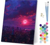 Pintar por Numeros Adultos Luna, Pintar por Numeros Estatua De La Libertad, DIY Paint by Numbers Adult Kit con Pinceles, Paint by Numbers Para Cuadros Decoracion Salon Modernos Regalo 90x120cm 3-8757