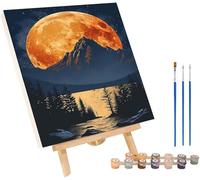 Pintar por Numeros Adultos Luna Pintar por Numeros MontañA, DIY Kit Manualidades Adultos con 3 Pinceles y Pigmento Acrílico, Paint by Numbers Adult para Decoracion Hogar, Regalo Mujer 100x130cm 1-4945