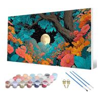 Pintar por Numeros Adultos, Luna Pintar por Numeros Naturaleza Paint by Numbers Adult Principiante kit con 3 Pinceles y Pigmento Acrílico para Decoracion Habitacion, Regalo Mujer 100X200 CM -hcw250700