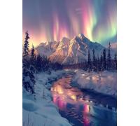 Pintar por Numeros Adultos Luz, MontañA Nevada DIY Pintar por Numeros Manualidades Adultos, Paint by Numbers kits con Pinceles y Pinturas Acrílicas, Regalo Decoracion, Decoracion Pared, 50x70cm 1-2184