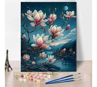 Pintar por Numeros Adultos Magnolia Cuadros para Pintar por Numeros Cielo Estrellado Kit Manualidades Adultos Lncluir 3 Pinceles y Pintura Acrilica para Decoracion Pared, Regalo 40x50 CM -CW2504IA