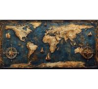 Pintar por Numeros Adultos Mapa Del Mundo, Retro Pintura por Numeros kit Manualidades Adultos, Kit de Pintura al óleo de Lienzo con 3 Pinceles, Room Home Decor 50X100CM, Regalos Originales para Mujer