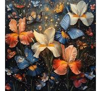 Pintar por Numeros Adultos, Mariposa De Flores, DIY Painting by Numbers Principiantes Kits, Cuadros para Pintar por Numeros Pinturas Acrilicos con Pinceles, Decoración Hogar 25x25cm Sin Marco WJY7-347